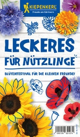 Bunte Blumen, Gartenschilder, Bienen und Schmetterlinge auf weißem Holz-Hintergrund.