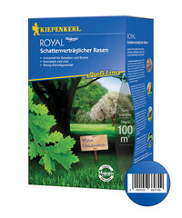Blaue Verpackung mit Baum, grünem Gras, Sonnenlicht, Schriftzug Kiepenkerl Royal und einem kleinen Holzschild.