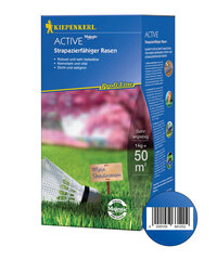 Bodenpflegeprodukt in blauer Verpackung mit Rasenbild, Aufschrift KIEPENKERL, Majestic, PROFI-LINE, und Barcodes.