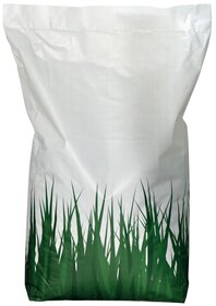 Weißer Sack mit grüner Grassgrafik am unteren Rand.