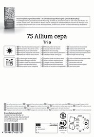 Text mit Anweisungen, Herkunft, Produktname, Icons, und Kontaktinformationen.