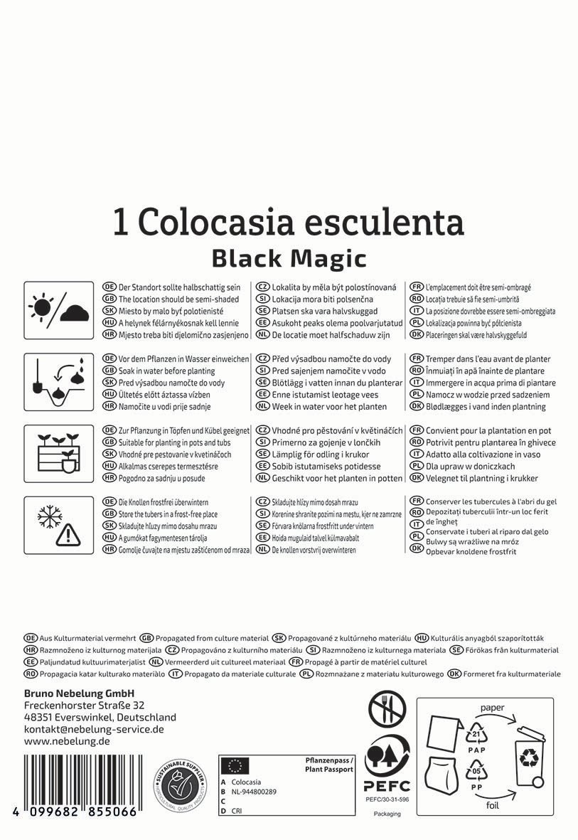 Anleitungstext für ein Schneckenhaus aus Kunststoff mit Pflegehinweisen in mehreren Sprachen.