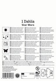 Anleitungssymbol mit Sonne, Wasser, Pflanzgefäß, Insekt, Frostschutz, Papier, Recycling, Pflanze, mit Texten auf mehreren Sprachen.