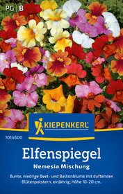 Bunte Blumenmischung mit niedrigen Beet- und Balkonkmarken, duftende Blüten, Höhe 10-20 cm.