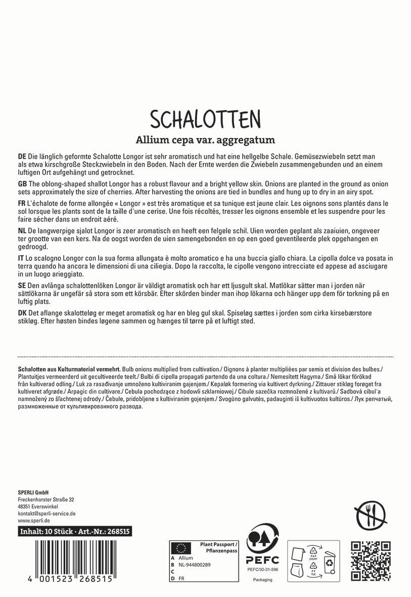 Blumenpaket mit langer, ornamentaler Zwiebelsorte, mit gelben und roten Zwiebeln in einem Karton.