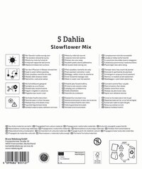 Anleitungstext für Pflanzanleitung in mehreren Sprachen mit Symbolen, Herstellerinformationen und Recyclinghinweisen.