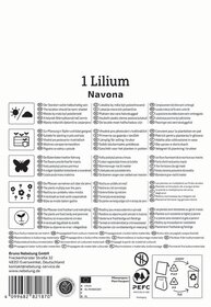 Verpackungsetikett mit pflanzenpass, Pflegehinweise, Pflanzenschutz, Umweltzeichen, Barcode, Herstellerinformationen und Recycling-Symbole.
