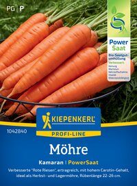 Neben dem Korb mit Karotten liegen grüne Karottenspitzen.