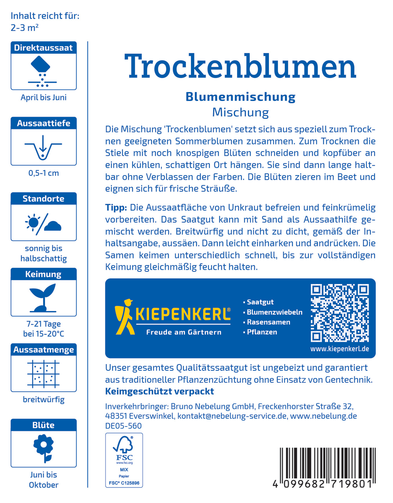 Trockenkulblumen, Blütenmix, Sonnenblumen, für Balkon und Beet, Juni bis Oktober, bis zu 2-3 m hoch