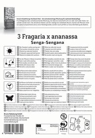 Pflanzenmix in einem Beutel, Anleitungssymbole, Barcode, Adresse, Pflanzpässen-Logo, Recyclingzeichen.