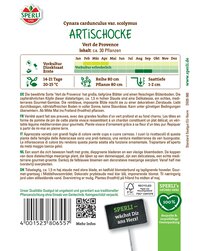 Artischocke, grüne Blätter, Blütenkopf, Höhe etwa 1,5 Meter, Ca. 30 Pflanzen pro Packung.