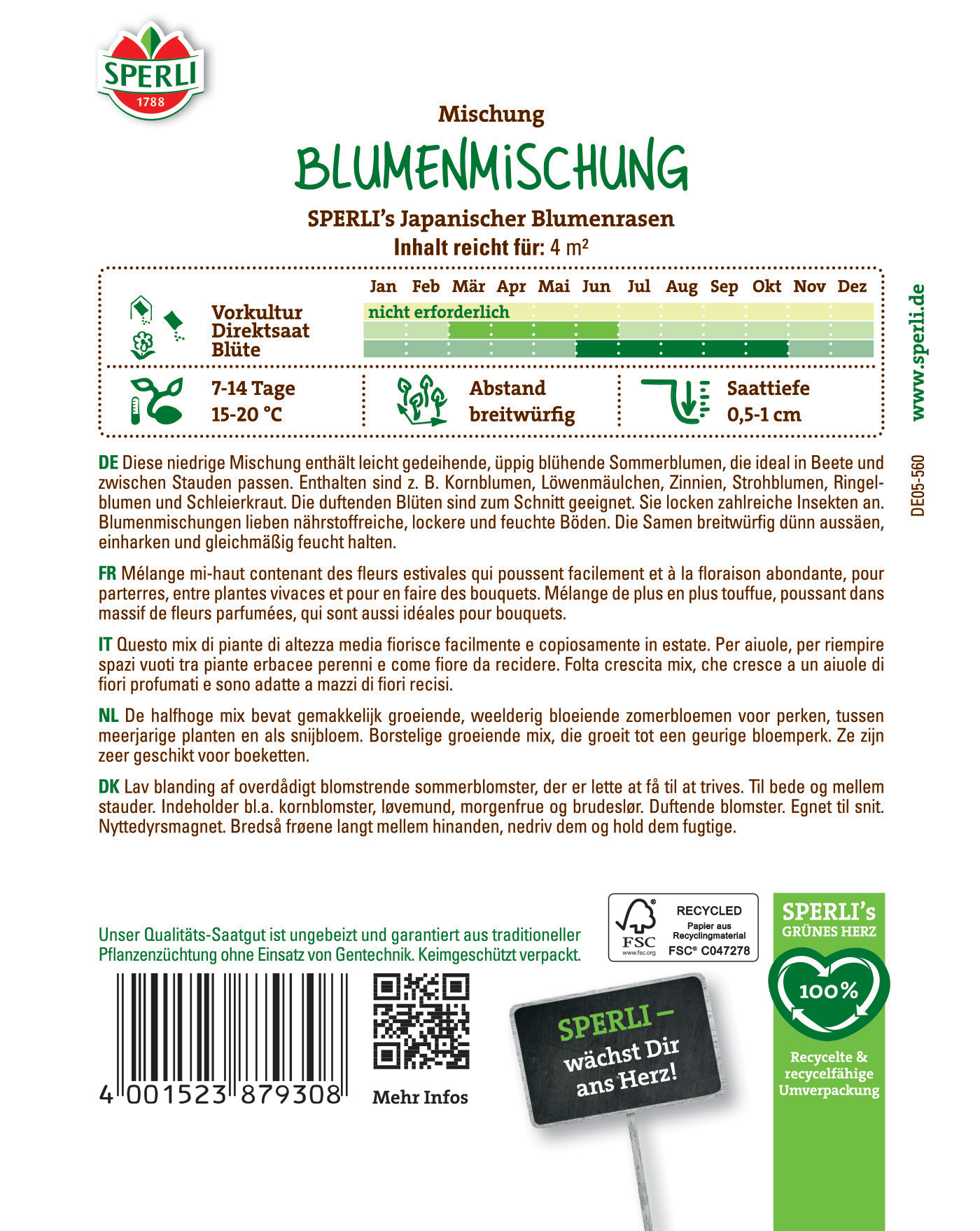 Bunte, blühende Sommerblumen in Töpfen mit grünen Blättern und Blüten, auf weißem Hintergrund.