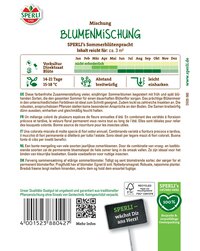 Blumenmischung mit bunten Sommerblumen, August bis Oktober, breite Samen, nicht erforderlich, robust, trocken haltbar.
