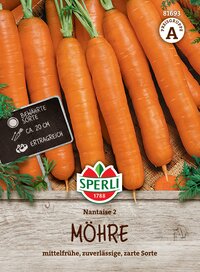 Karotten, orange, glatt, ca. 20 cm, auf Holz ergraut, von Sparli, Sorte Nantaise 2.