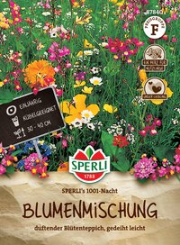 Bunte Blumenmischung für Beet, 30-40 cm hoch, bienen- und schmetterlingsfreundlich, einjährig.