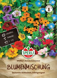 Bunte Blumenmischung mit Sichtschutz, kügelgeeignet, einjährig, rankend, 2-3 Meter.