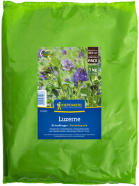 Pack mit 1 kg Luzerne Samen in grüner Verpackung.