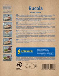 Anleitung und Bilder zur Aussaat von Rucola in einem Aufzuchtbehälter.